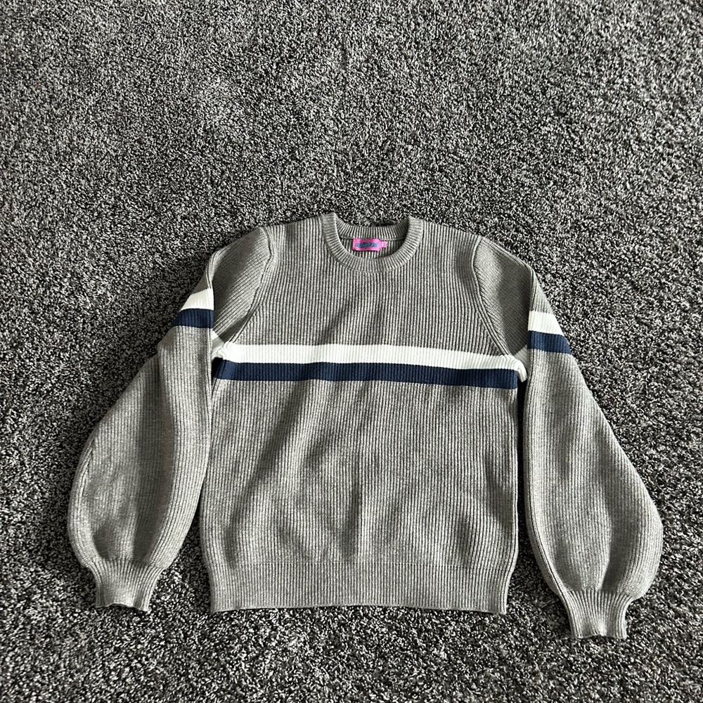 Gray and Blue Striped Women’s Sweater